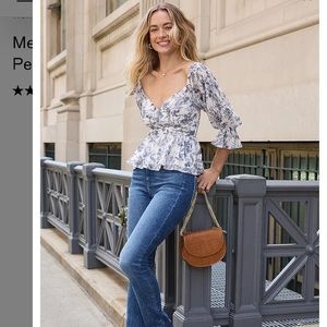 Express Metallic Printed Pleated Off The Shoulder Peplum Top S